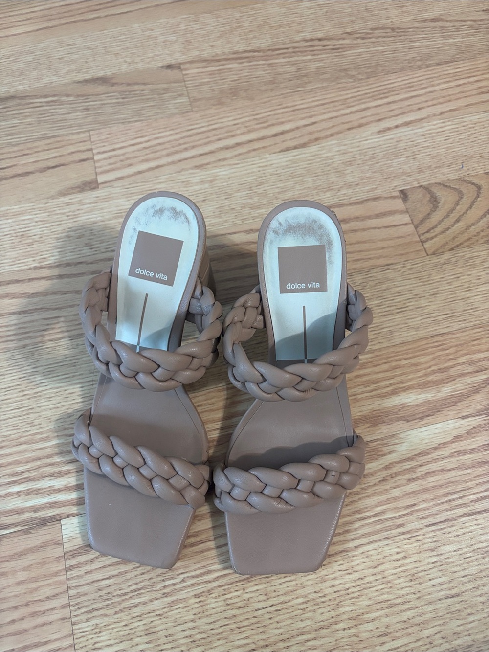 Dolce Vita Braided Double-Strap Slide Sandals in Taupe
